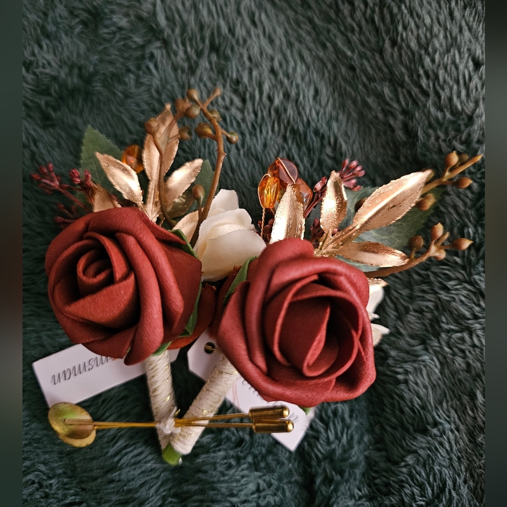 Ling's Moment Set of Two Burnt Orange Boutonniere